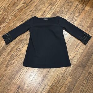 Chiara Boni Women's Black Tunic with Embellished Sleeves